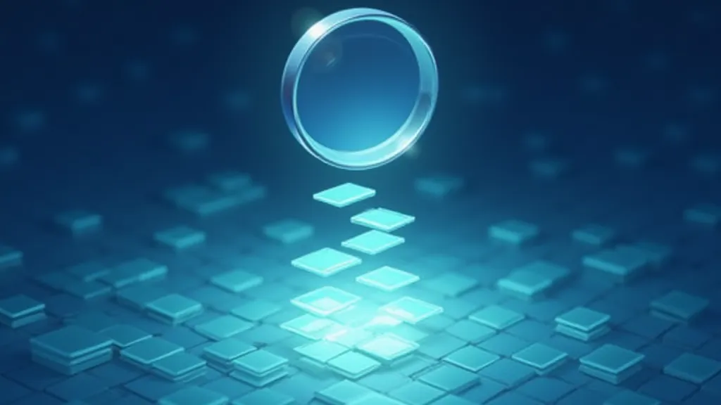 Magnifying lens pulling floating tiles into one stack, illustrating retrieval for an AI search engine